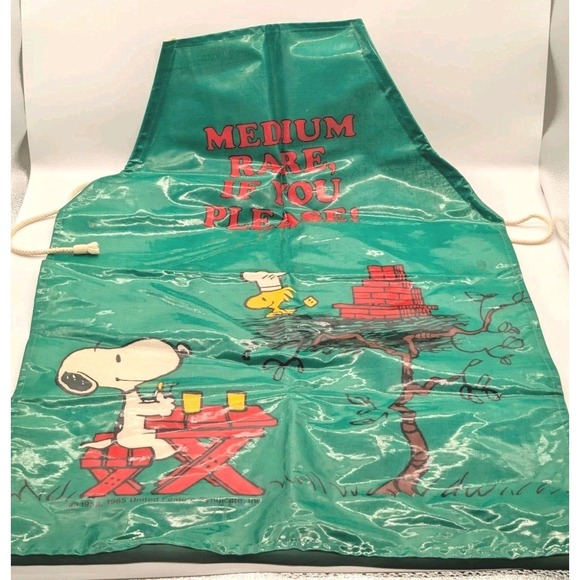 Peanuts Other - VTG 1965 Snoopy Peanuts Apron Woodstock Medium Rare If You Please‎ PVC Green